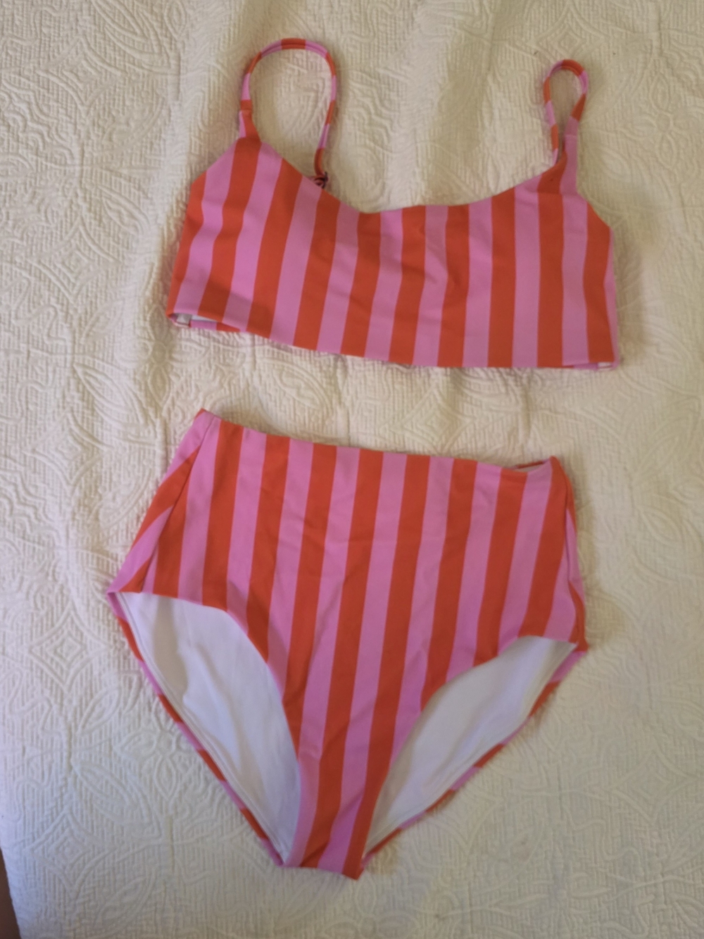Hanna Andersson Pink and Red Striped Bikini Set